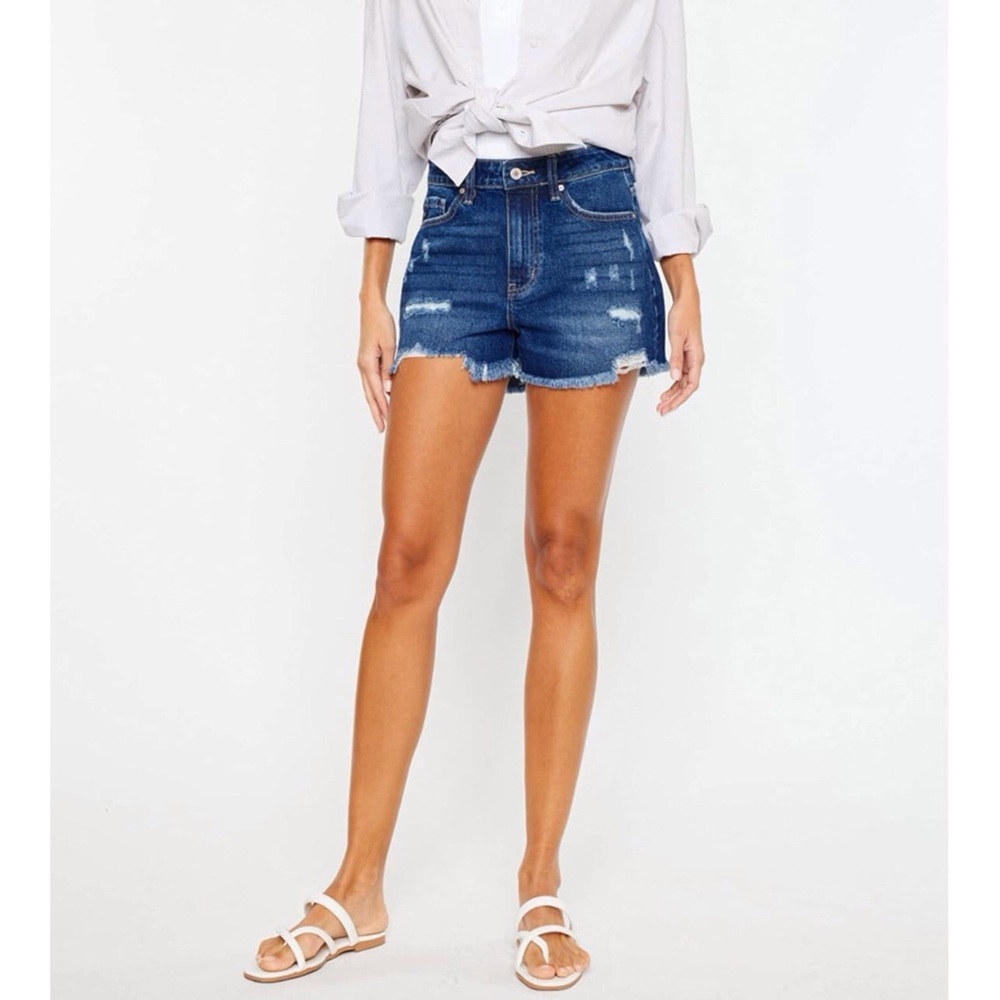 KanCan NWT 7 (27) Gloria High Rise Women’s Denim Shorts Distressed KC9206D New